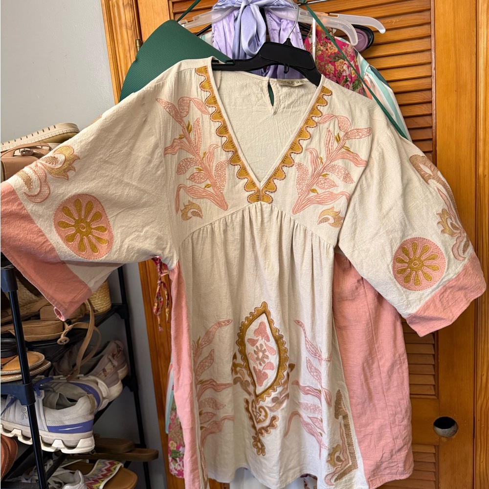 Bohemian Embroidered Tunic Dress
